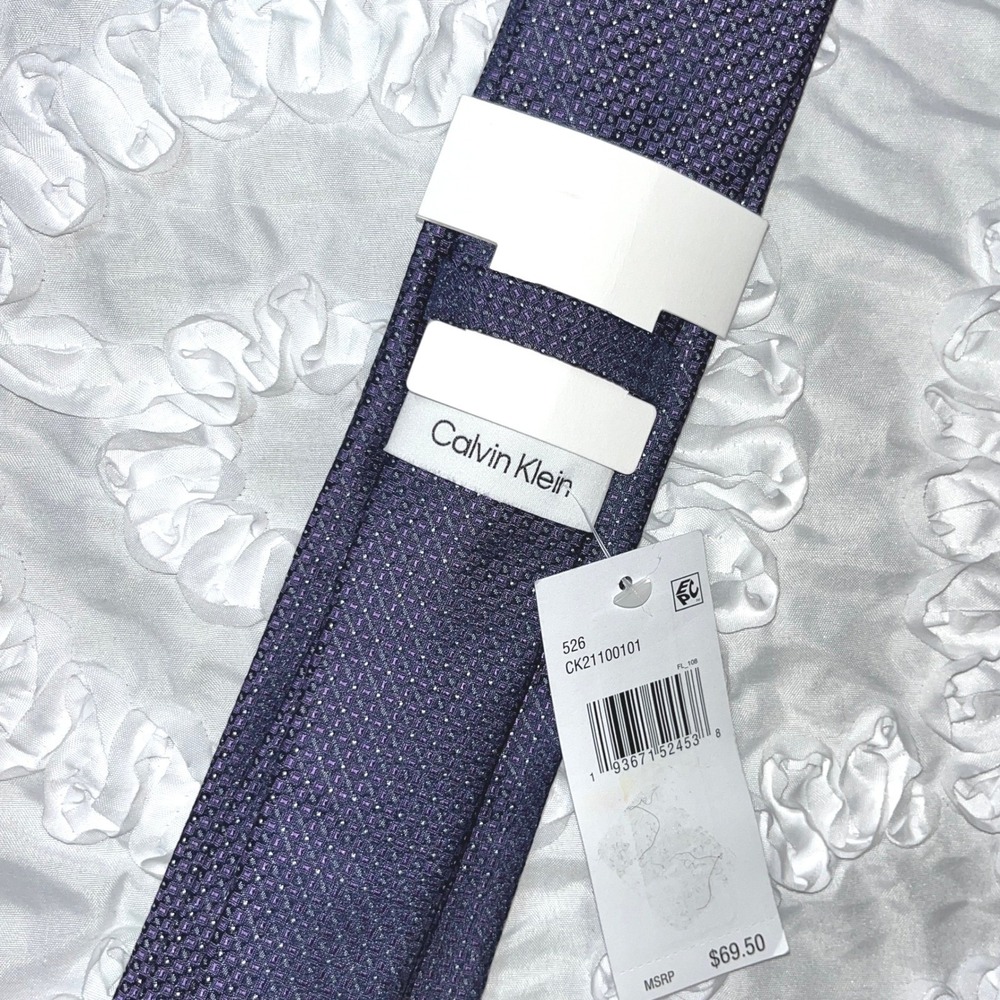 Calvin‎ Klein Mens Purpe/Blue Micro dot Tie Blend Formal Dress NWT  MSRP $69.50 - Picture 3 of 8